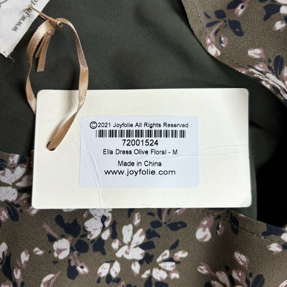 Mia Joy Dress Womens Medium Ella Dress Joyfolie Olive Floral Flowers Boho NEW - Picture 3 of 7